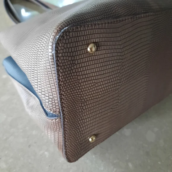 Guess Lyndi Shoulder Handbag Croc Embossed Animal Print Brown Black Med. Size - Picture 15 of 17